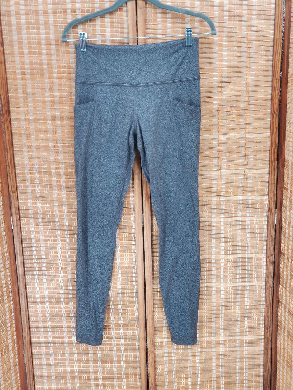 ♤ Athleta Stash Pocket Salutation Tight Heather Gray Size Small